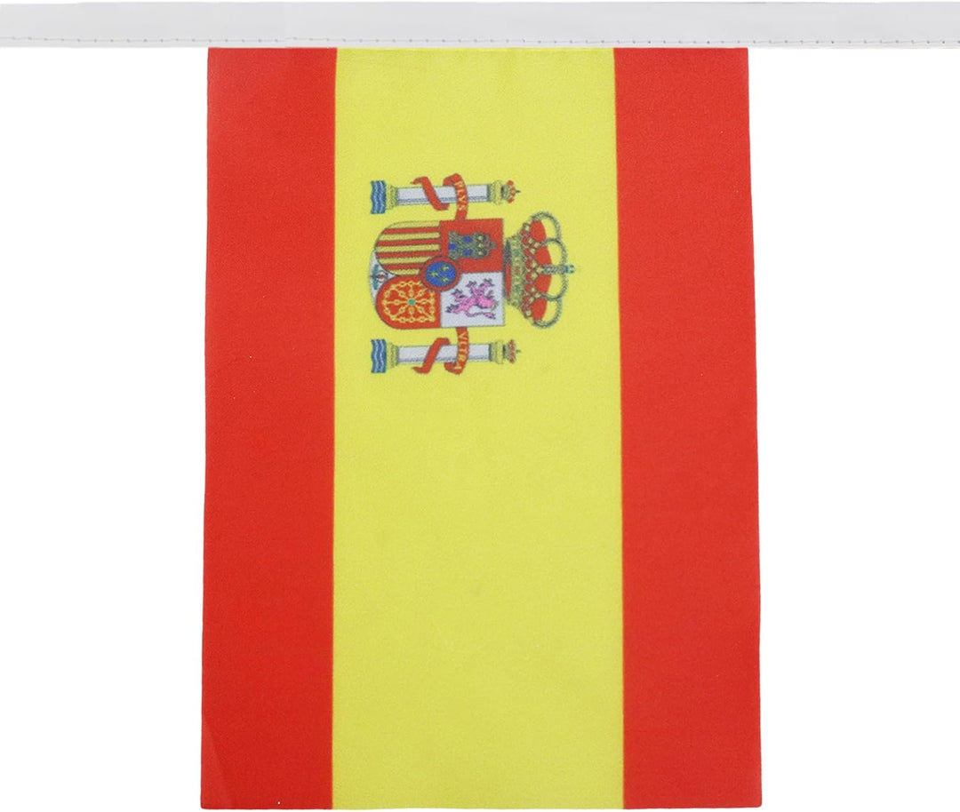 AZ FLAG FAHNENKETTE Spanien 12 Meter mit 20 flaggen 45x30cm- SPANISCHE Girlande Flaggenkette 30 x 45