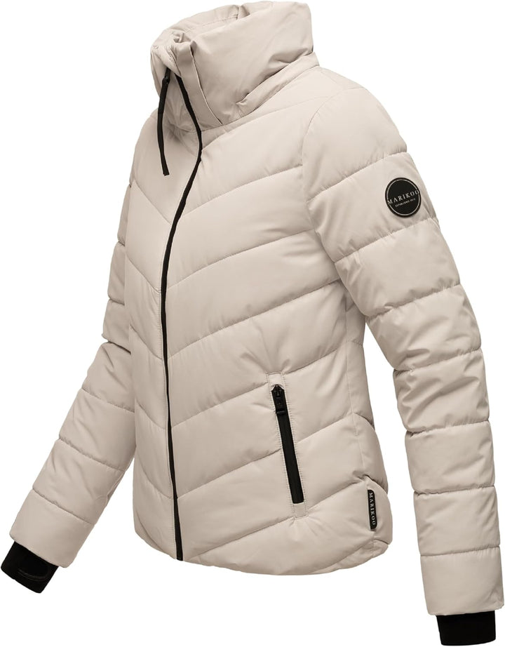 MARIKOO Damen Winterjacke Steppjacke warm mit abnehmbarer Kapuze Samuiaa XVI XS-XXL M Light Grey, M