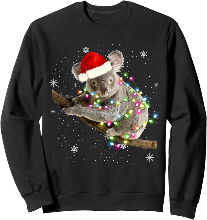 lustige Weihnachtskleidung: koala Faultier Lichterkette Sweatshirt