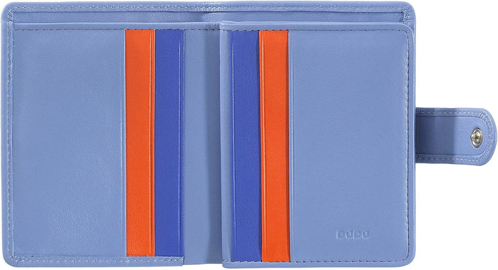 DUDU Damen Geldbörse aus echtes Leder, kleines Leder RFID-Kartenetui mit Reissverschluss, Münzfach,