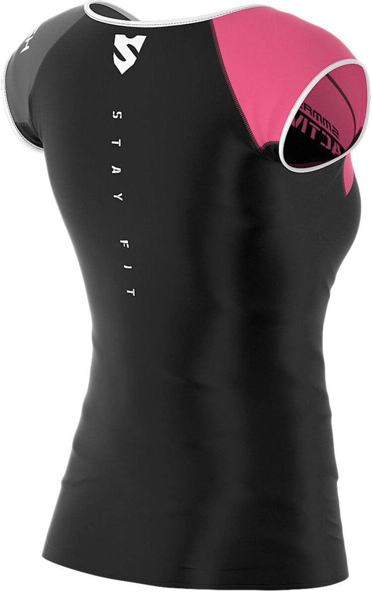 SMMASH Funktionsshirt Damen Kompressionsshirt Sportshirt Kurzarm Atmungsaktiv Second Skin Technologi