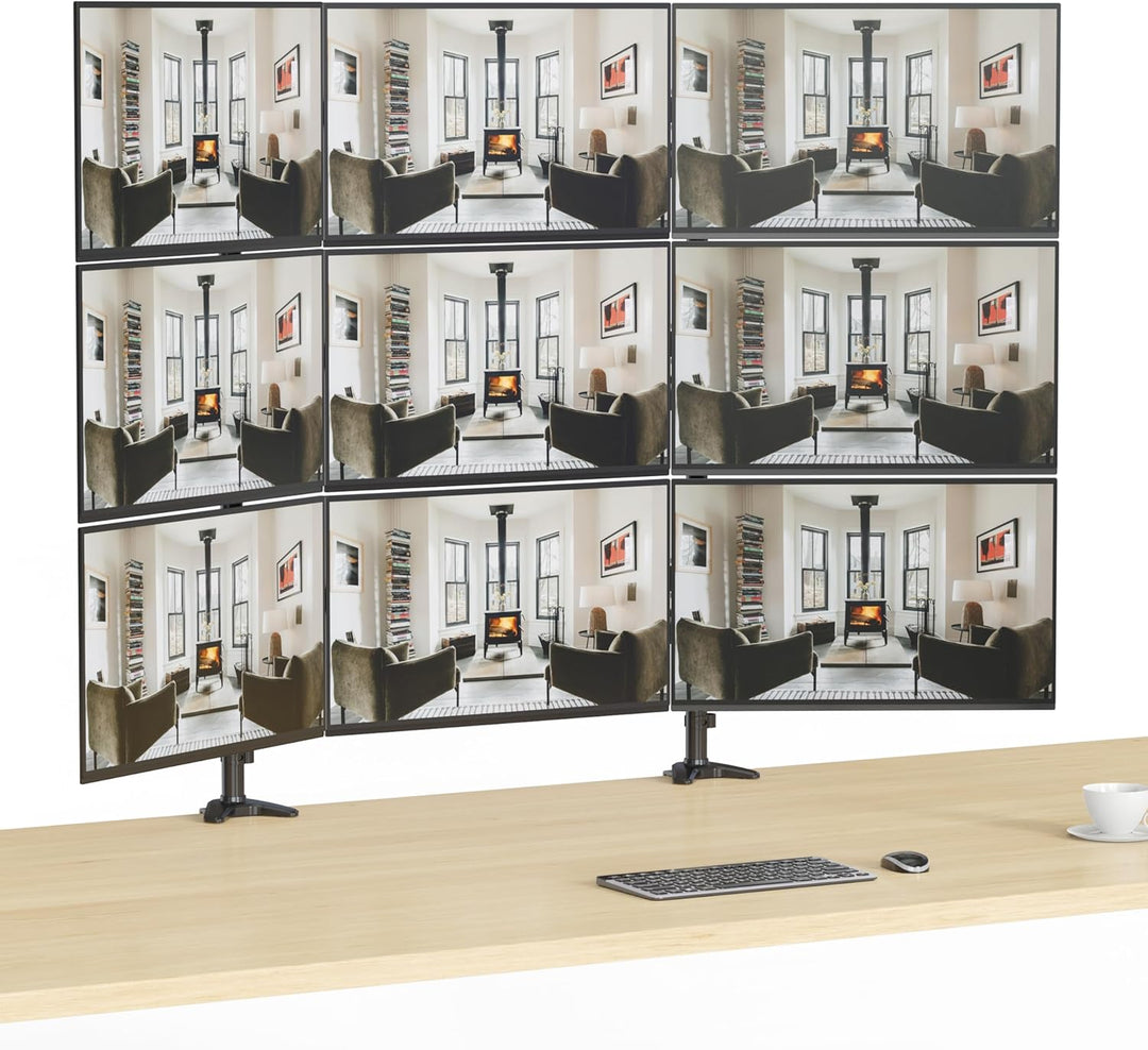 HFTEK - Bildschirmhalterung für 9 Monitore bis 27 Zoll Fernseher Halterung 6.5kg pro Arm Monitor Mou