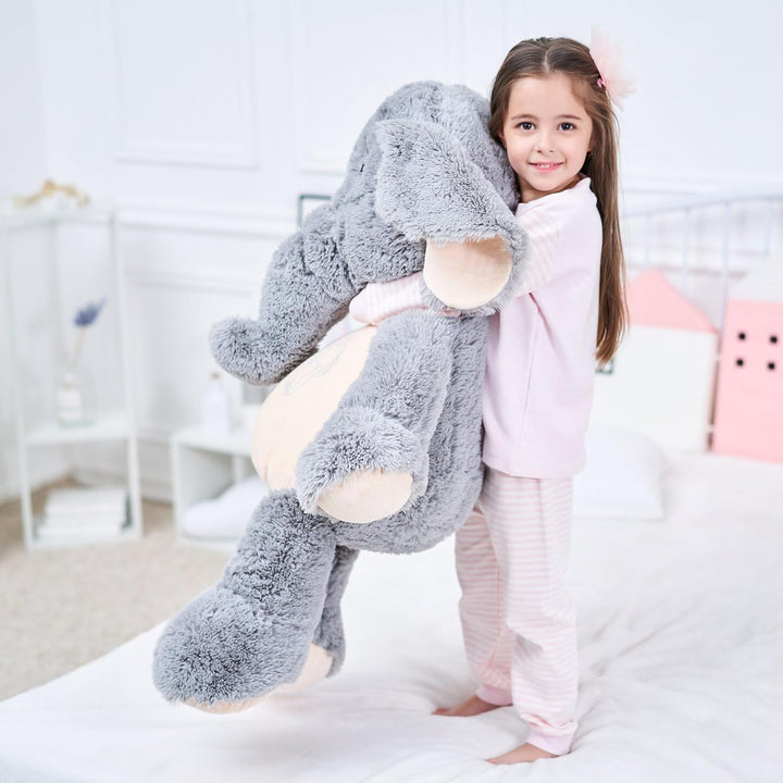 IKASA Grosser Elefant Stofftier Riesenelefant Plüschtiere für Kinder (Grau, 100cm), Elefant