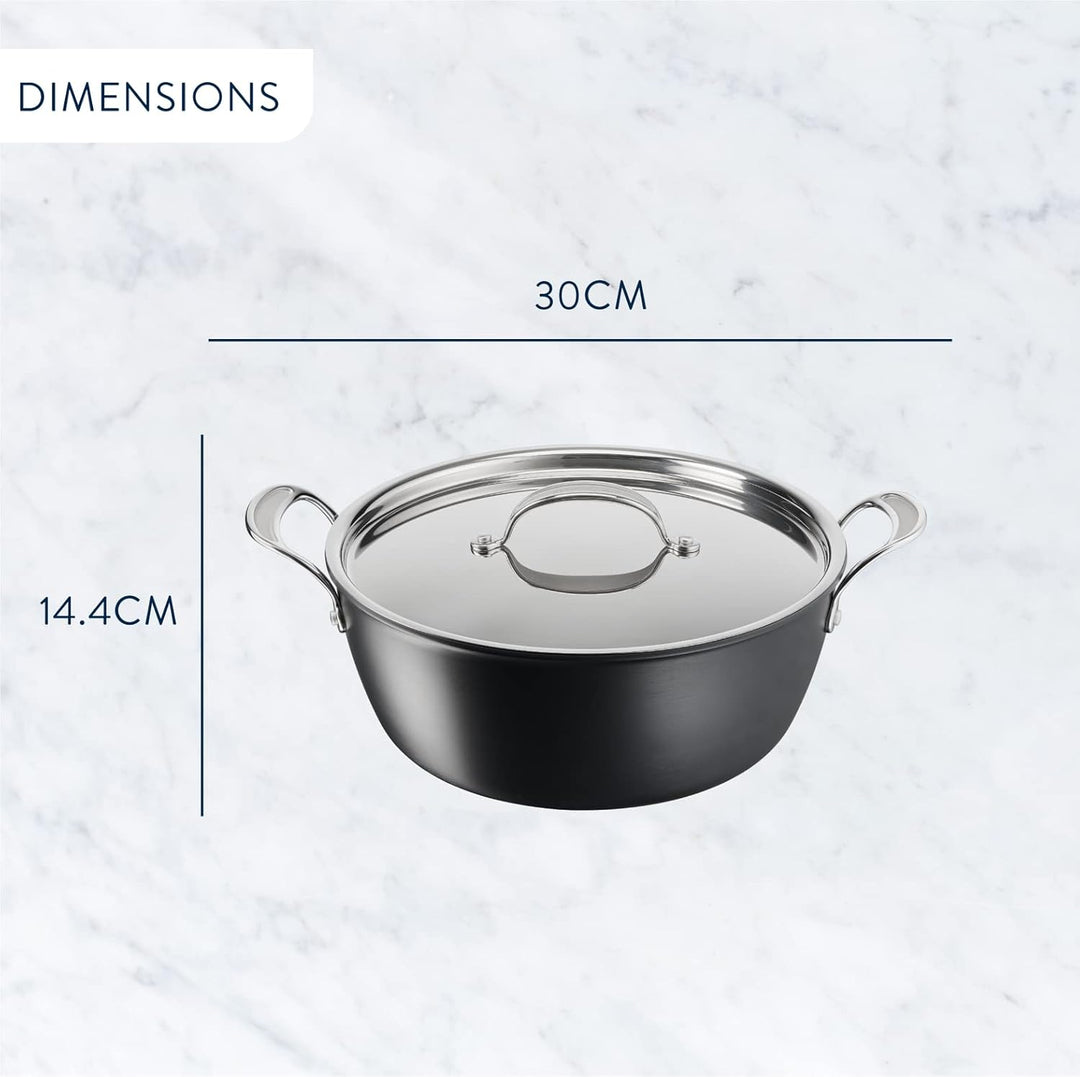 Tefal H91254 Jamie Oliver Batch-Cooking Set | Harteloxierter Kochtopf 30 cm | Antihaftversiegelung |