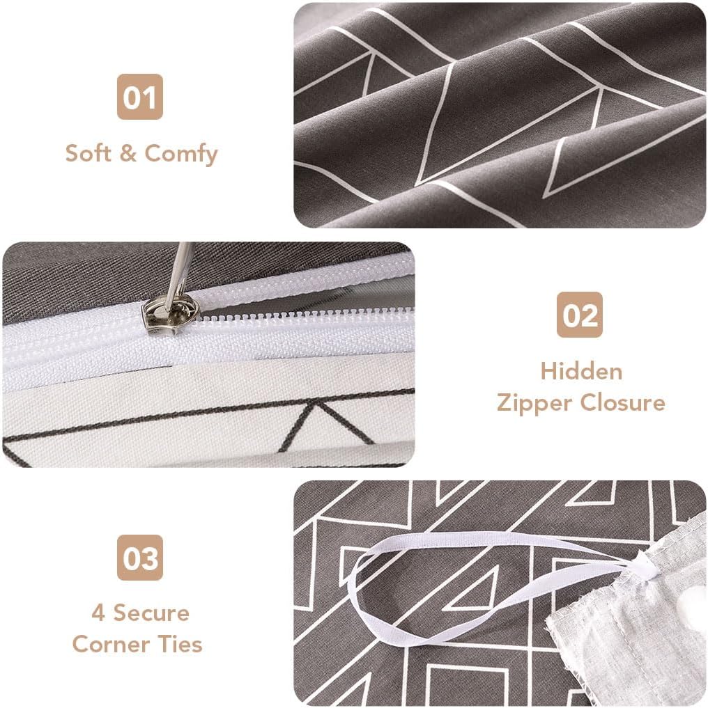 Lekesky Bettwäsche 200x200 Baumwolle, Bettwäsche-Sets 3 Teilig Reissverschluss mit Astmuster, weiche