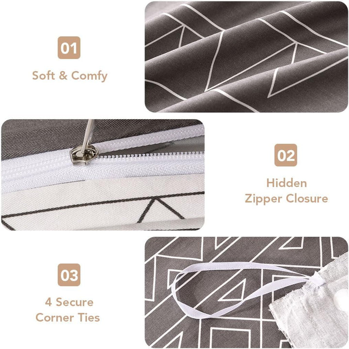 Lekesky Bettwäsche 200x200 Baumwolle, Bettwäsche-Sets 3 Teilig Reissverschluss mit Astmuster, weiche