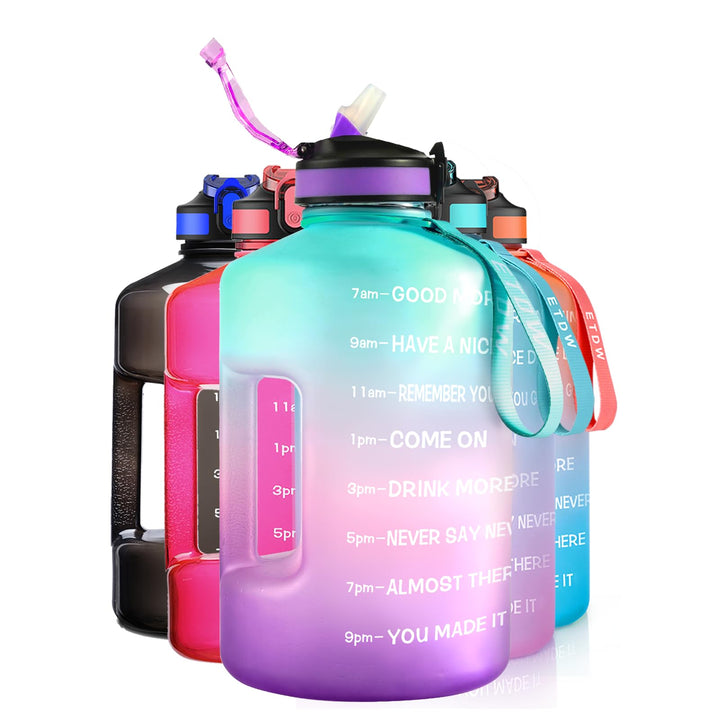 3,78 Liter Trinkflasche Sport mit Zeitangaben und Strohhalme, 3,78L Gross Sportflasche BPA Frei, Aut