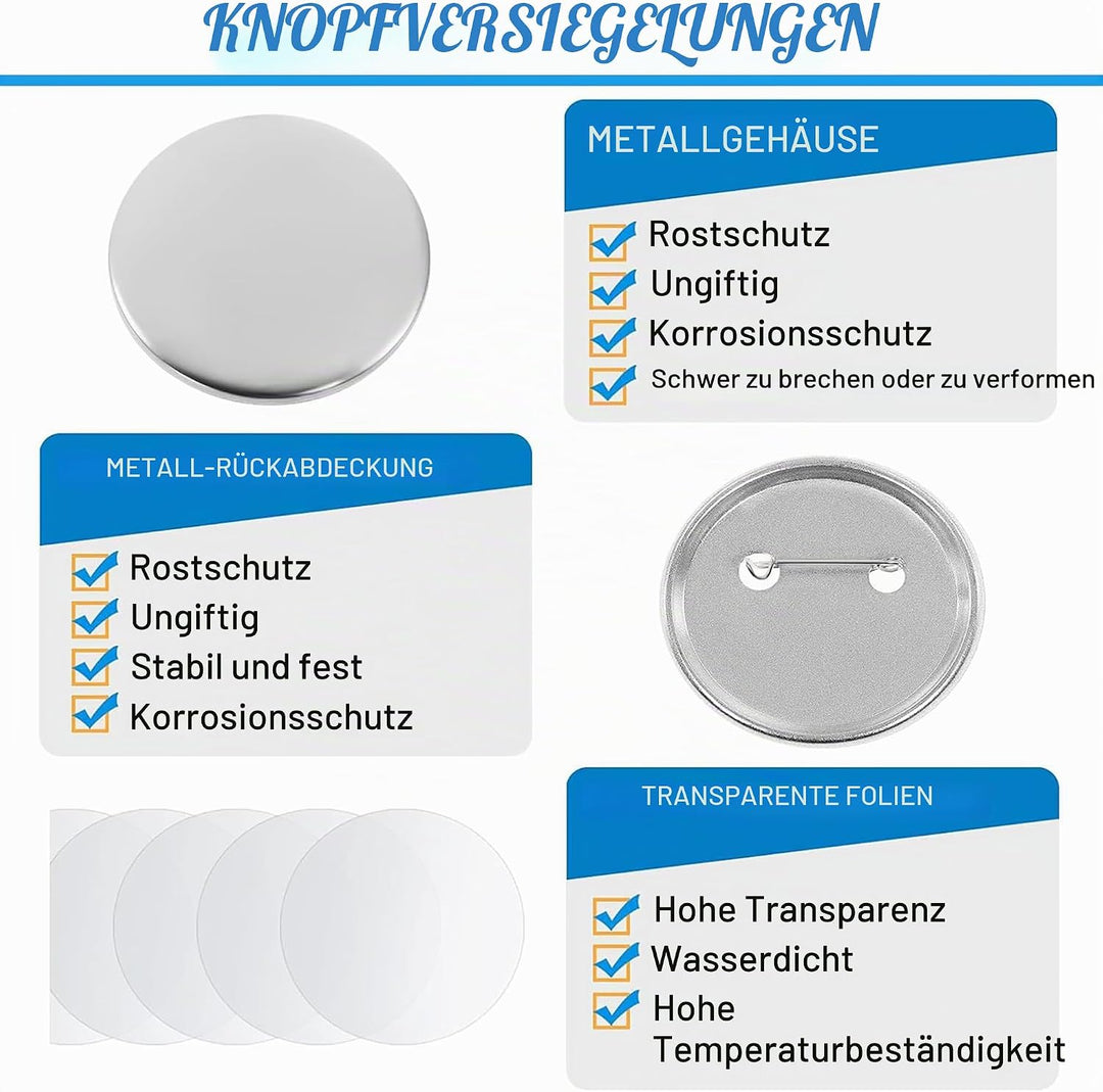 100 Stück 58mm/2.25 Inch Leere Schaltfläche Abzeichen Teile für Buttonmaschine, Metall Anstecknadeln