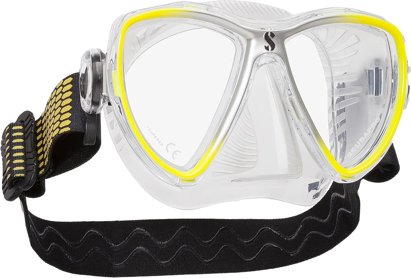 SCUBAPRO Synergy Mini Tauch- und Schnorchelmaske für schmale Gesichter klar/gelb/silber, klar/gelb/s