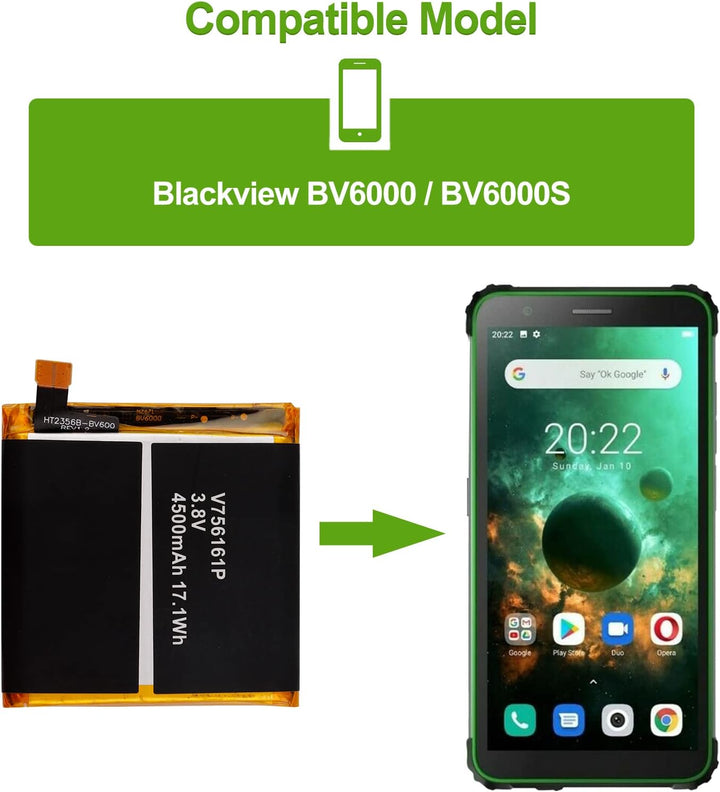 SwarKing Ersatz Akku Kompatibel mit Blackview BV6000 BV6000S V756161P with Toolkit…