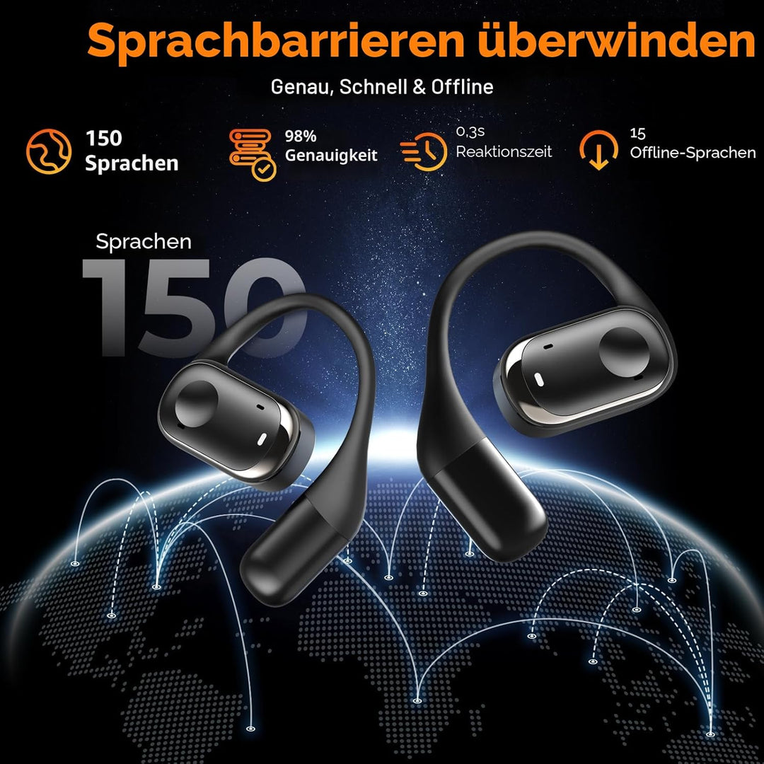 Kentfaith KI Übersetzer Kopfhörer, 3-in-1 Bluetooth 5.3 Echtzeit Übersetzungskopfhörer mit 150 Sprac