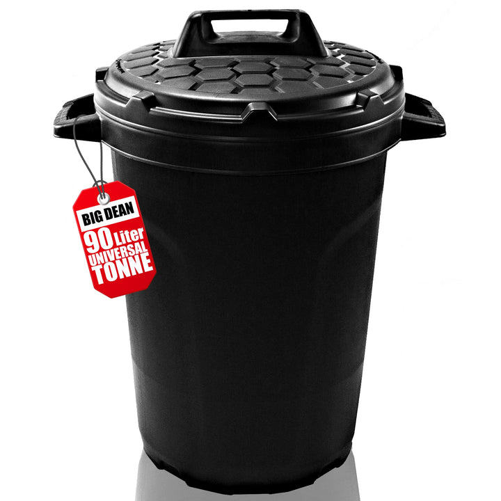 BigDean Universal Allzwecktonne Mülltonne 90 Liter Tonne XL Universaltonne Universaleimer schwarz mi