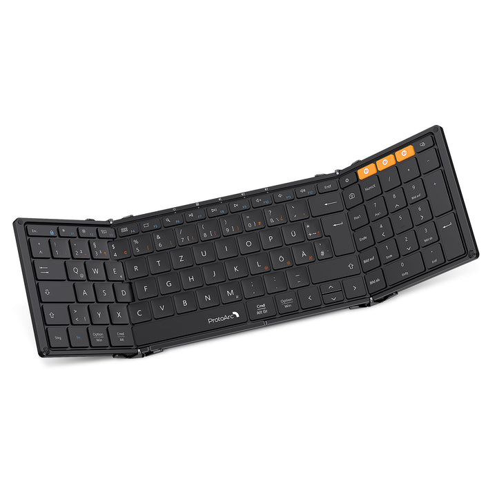 ProtoArc XK01 Faltbare Tastatur Klappbar mit Ziffernblock | Wiederaufladbare Kabellose Mini Tastatur