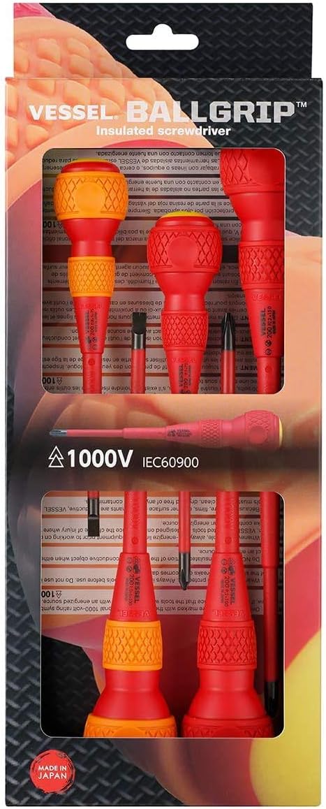 Schraubendreher BALL GRIP VDE (isoliert) Pozidriv/Flach, 5 Stück