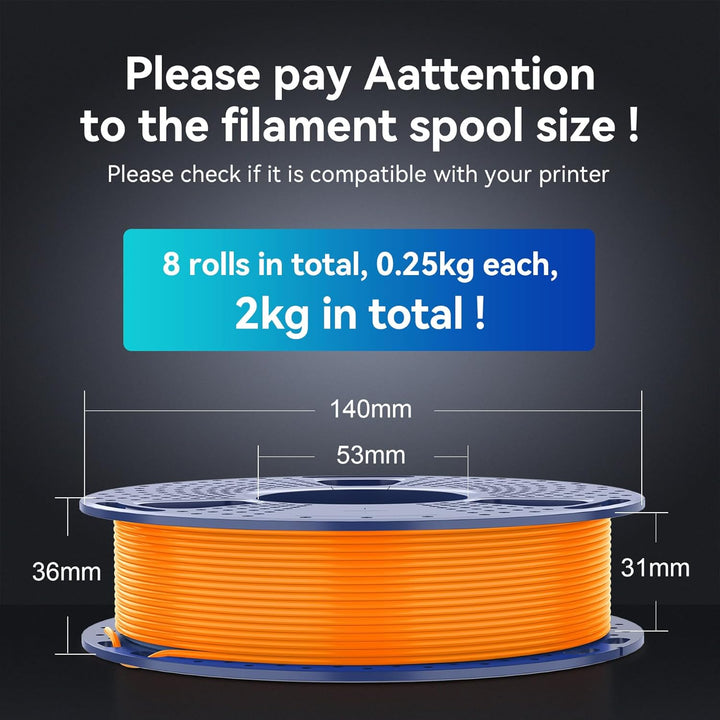 SUNLU 250g*8 PLA Filament Schnell Drucken 1.75 mm, Bündel 3D Drucker Filament, Massgenauigkeit +/- 0