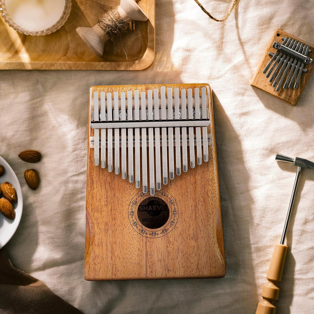 Shaevle Kalimba Daumenklavier, 17 Tasten Musikinstrument Inkl. Fingerklavier Tragetasche Stimmhammer