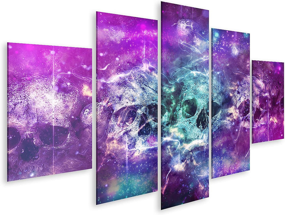 islandburner Bild auf Leinwand Totenkopf Skull Schädel Vor Rauchigem Hintergrund Bilder Wandbilder P