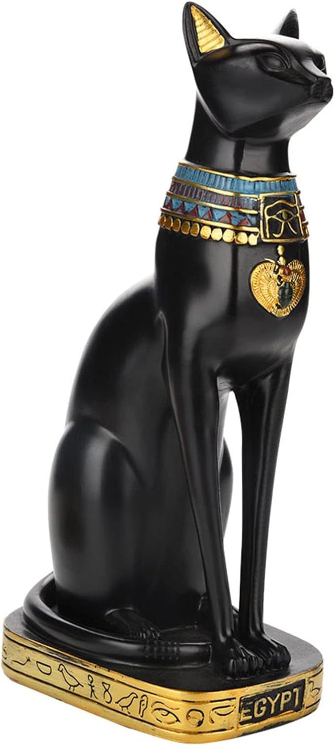 Cyrank Ägyptische Katzengöttin, Bastet Katze Sammlerstück Katzengöttin Statue mit Harz Ägyptische Ka
