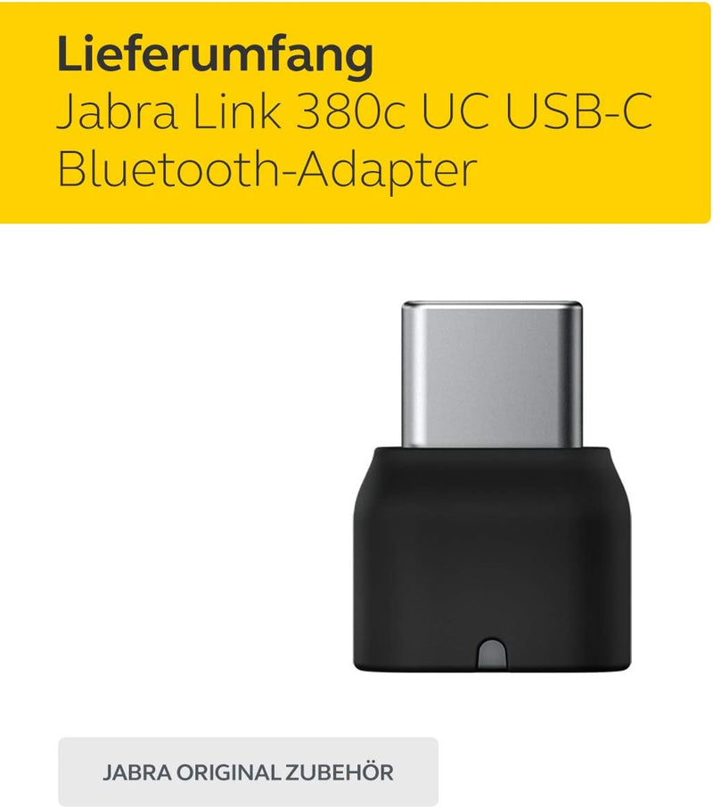 Jabra Link 380c UC USB-C Bluetooth Adapter – Wireless Dongle for Evolve2 85 and 65 Headsets, Schwarz