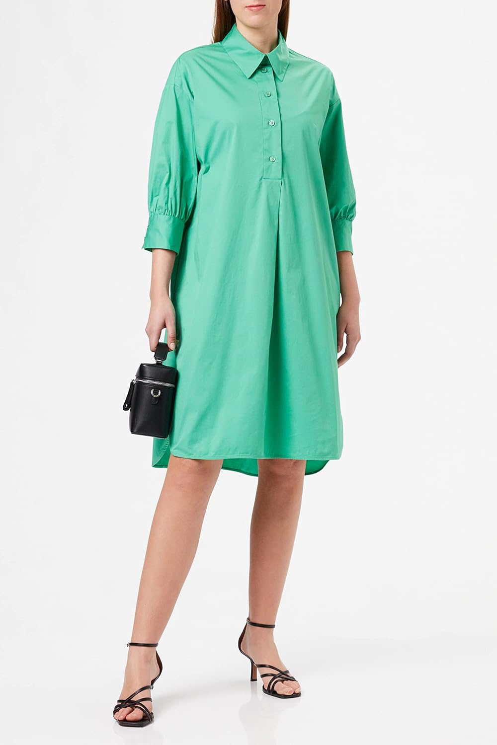 Seidensticker Damen Regular Fit Blusenkleid Dreiviertelarm Kleid 34 Grün, 34 Grün