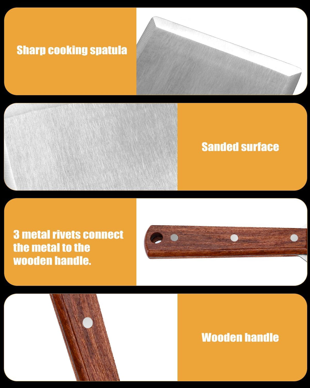 Kureny Grillspachtel Set aus Edelstahl,Grillspachtel Set mit Holzgriff,Kreativer Grillwender, Einzig