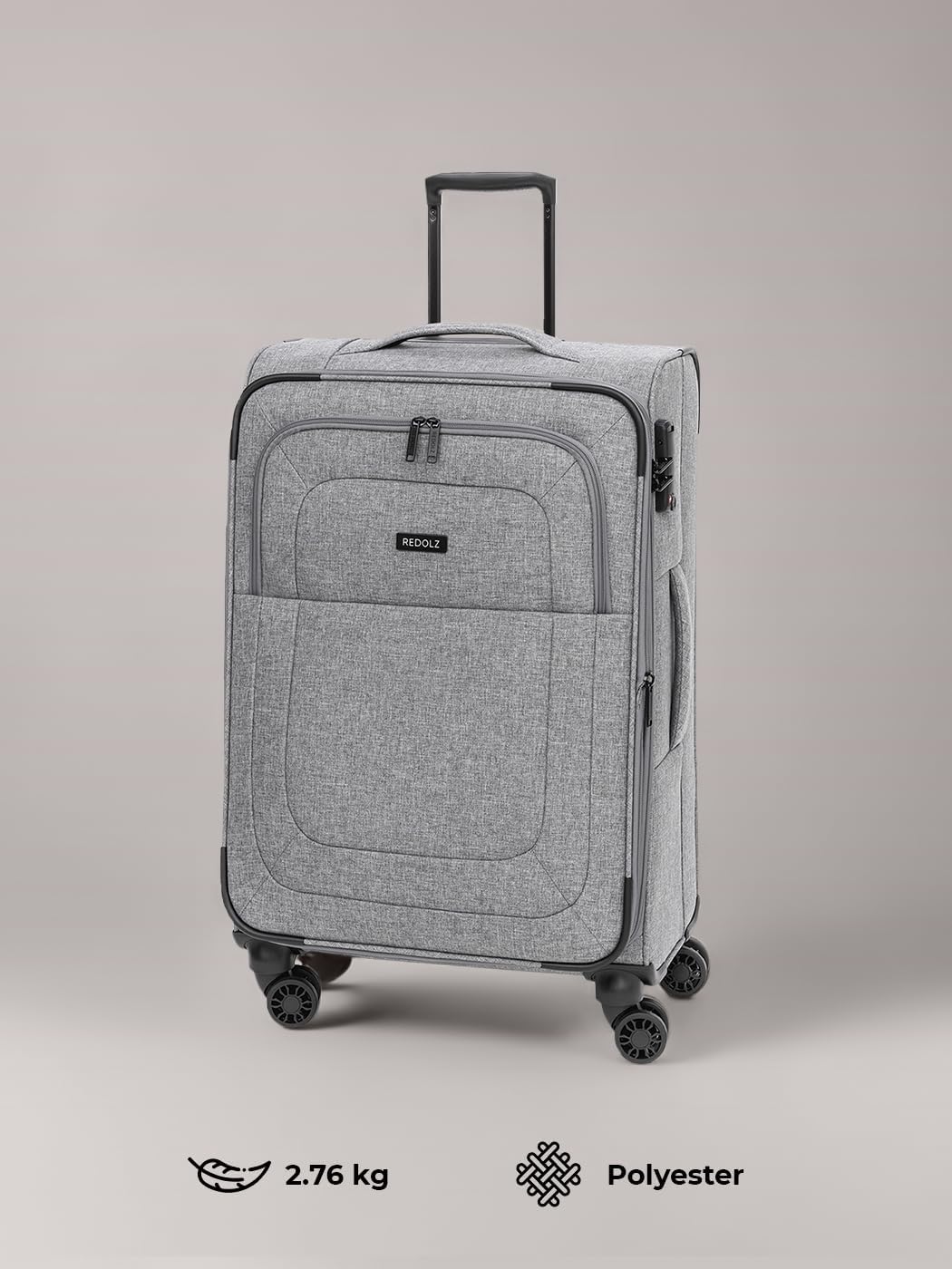 REDOLZ MEDIUM Weichschalen Koffer für Männer & Frauen | Leichter Trolley 67 cm mit 4 Doppelrollen &