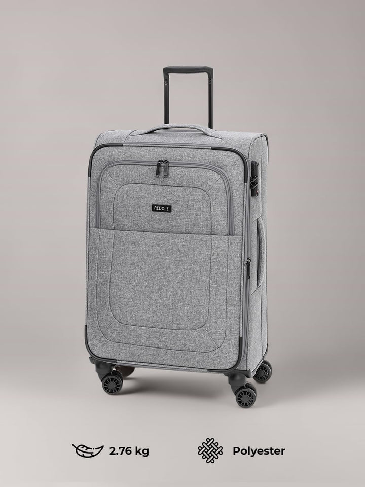 REDOLZ MEDIUM Weichschalen Koffer für Männer & Frauen | Leichter Trolley 67 cm mit 4 Doppelrollen &