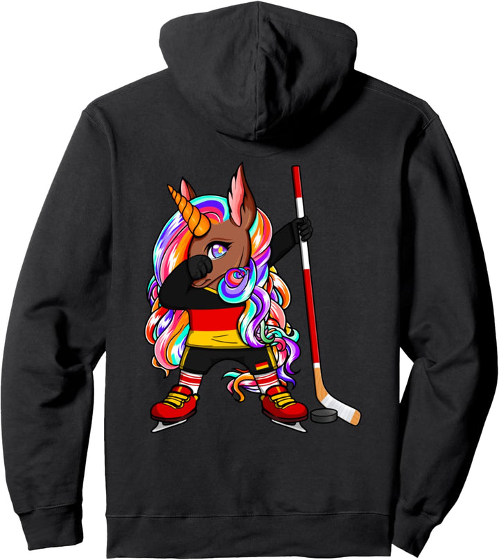 Dabbing Brown Unicorn Germany Eishockey-Fans Trikot Sport Pullover Hoodie