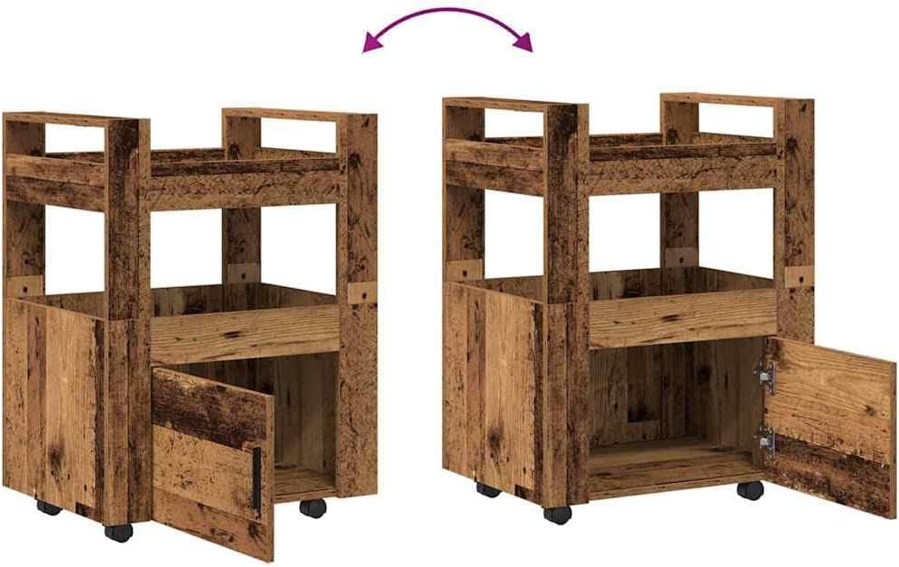 vidaXL Küchentrolley Altholz 60 x 45 x 80 cm Holzwerkstoff, Moderner Küchenwagen, rechteckiger Utili