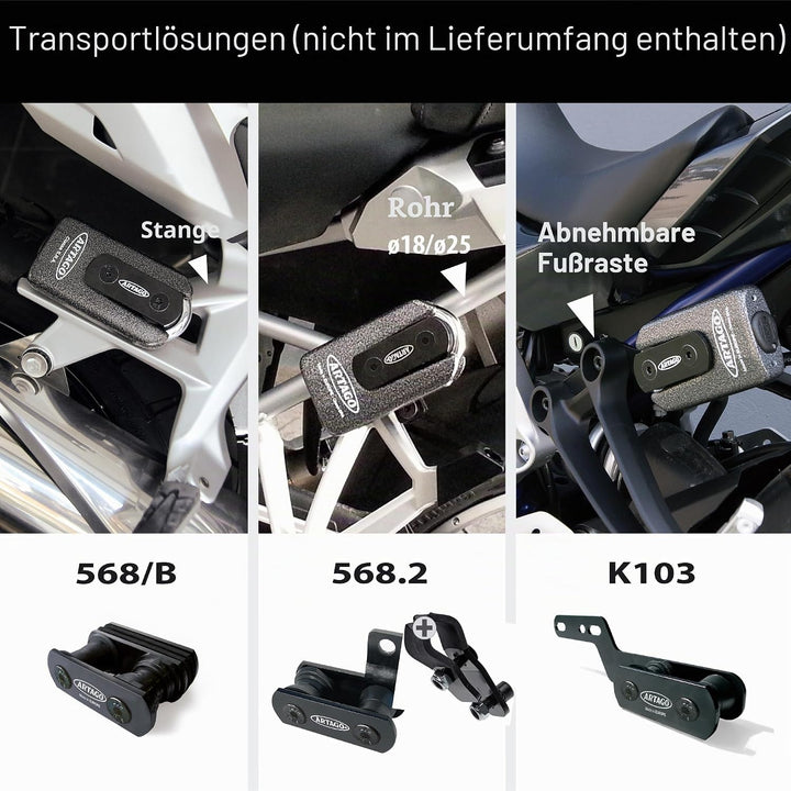 Artago 69T/B Bremsscheibenschloss Diebstahlsicherung, Hohe Sicherheit, Doppelverriegelung ø15, Homol
