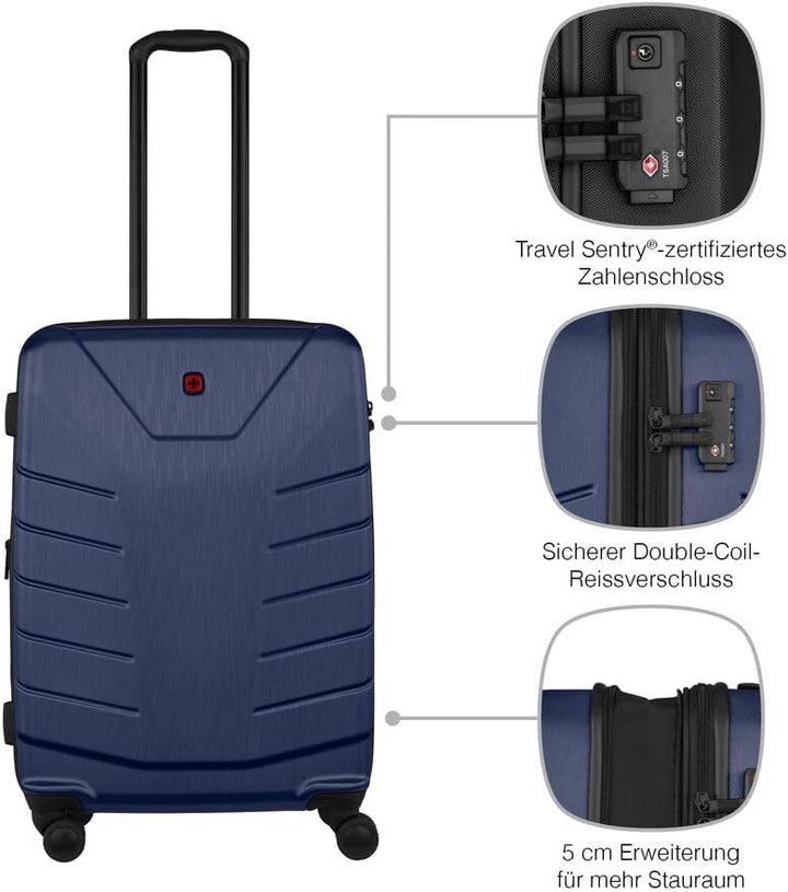 WENGER Pegasus M Hartschalenkoffer mit 4 Rollen, Trolley, M, 66 (79) l, Sicherheitsschloss, Damen He