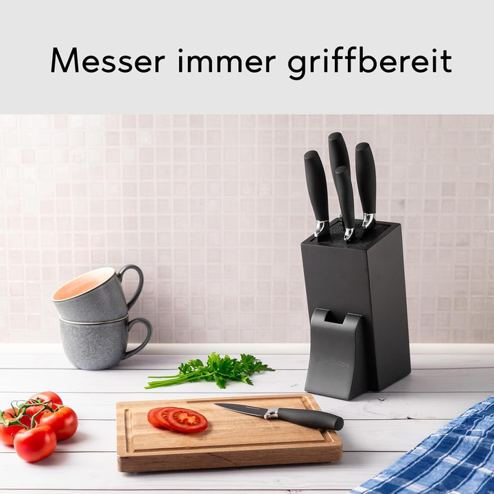 Messerblock - Messerhalter ohne Messer aus Holz Messerbrett Schwarz Borsteneinsatz Dunkel Einsatz Ho