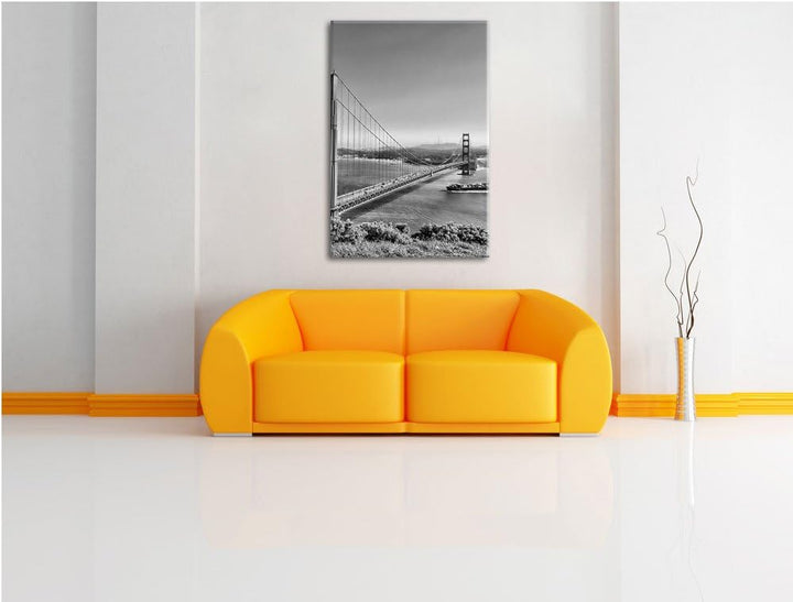 Pixxprint Golden Gate Bridge als Leinwandbild/Grösse: 100x70 cm/Wandbild/Kunstdruck/fertig bespannt,