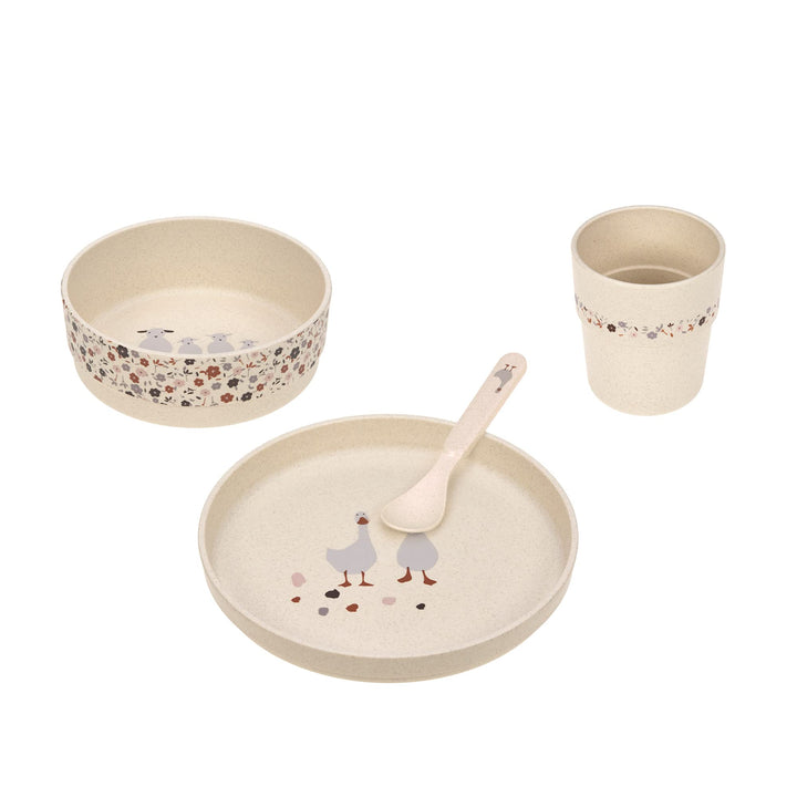LÄSSIG Kindergeschirr Set (Teller, Becher, Schälchen, Löffel) ohne , BPA-frei, für Spülmaschine und