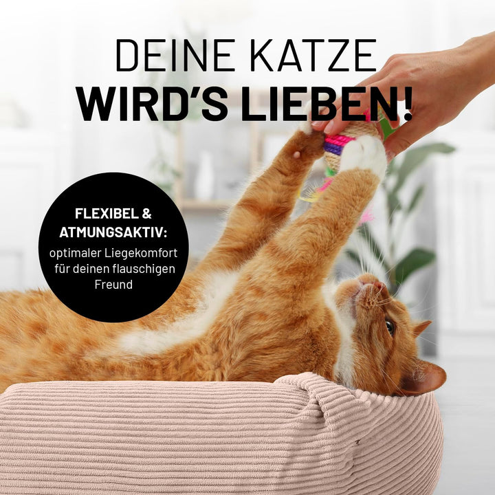 Lumaland Komfort Katzenbett Cord, Ø 60 cm | Katzenhöhle Rutschfester Boden | Katzen Zubehör mit Soft
