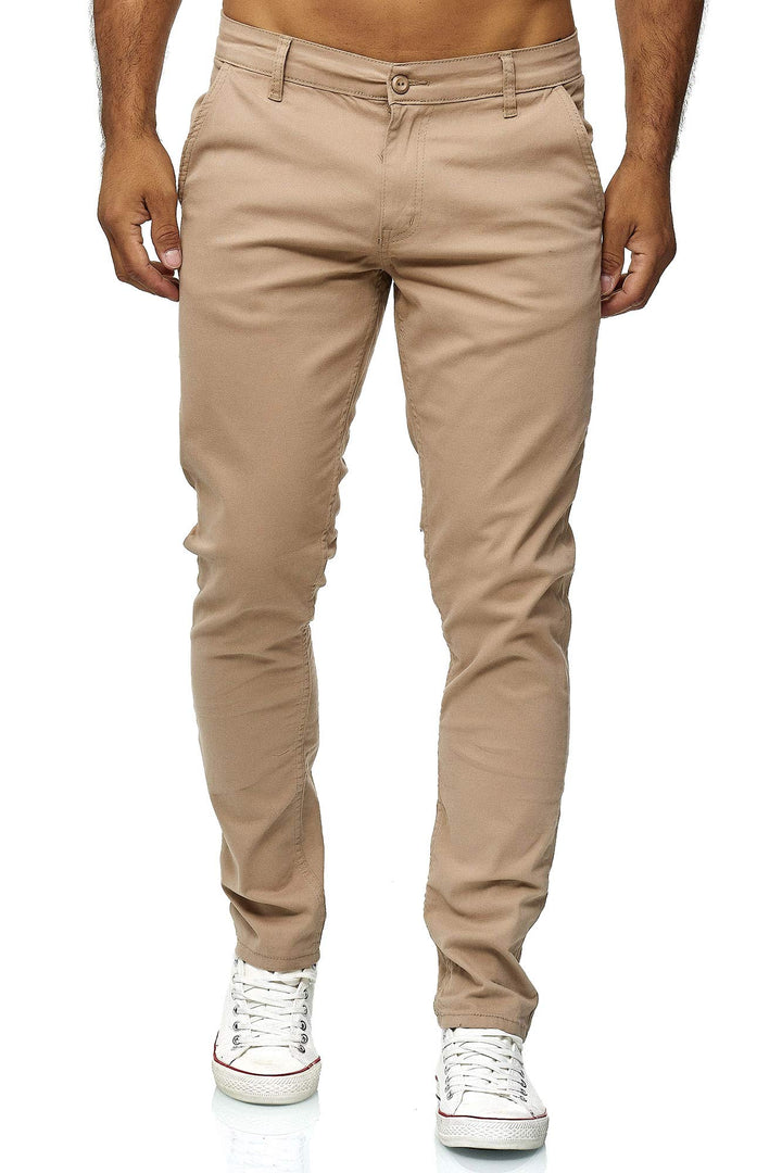 Elara Herren Chino Hose Slim Fit Stretch Chunkyrayan 29W / 34L Beige, 29W / 34L Beige