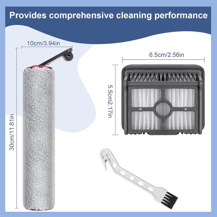 Bürstenrolle Filter Ersatzteile für Dreame, Mova M10 Nass-und Trockensauger，2 Bürstenrolle + 2 HEPA