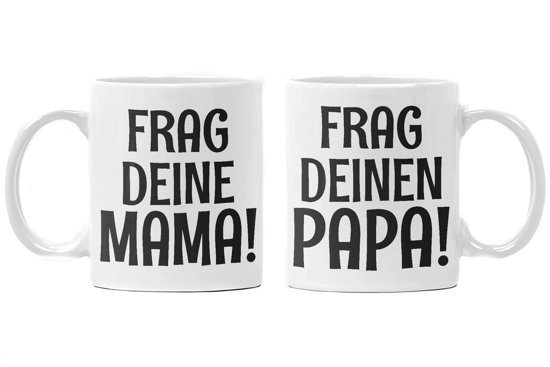Trendation - Mama und Papa Partnertassen Geschenk Set Mutter Vater Geschenkidee Tassen Geschenkbox v