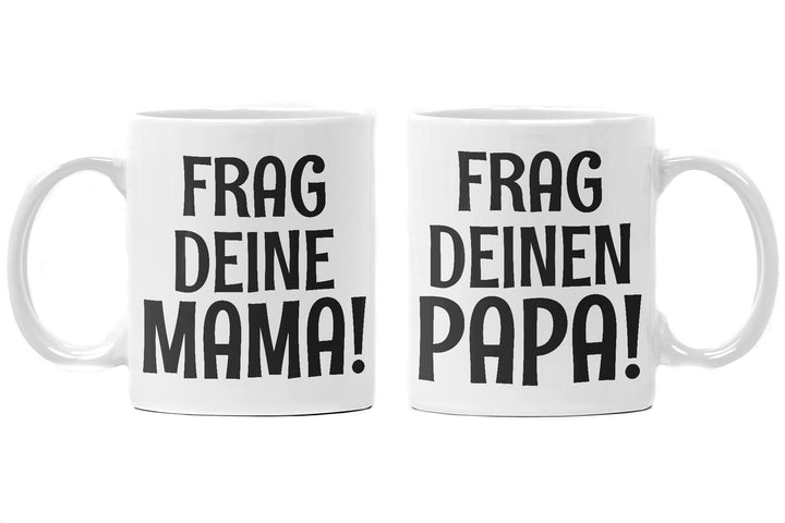Trendation - Mama und Papa Partnertassen Geschenk Set Mutter Vater Geschenkidee Tassen Geschenkbox v