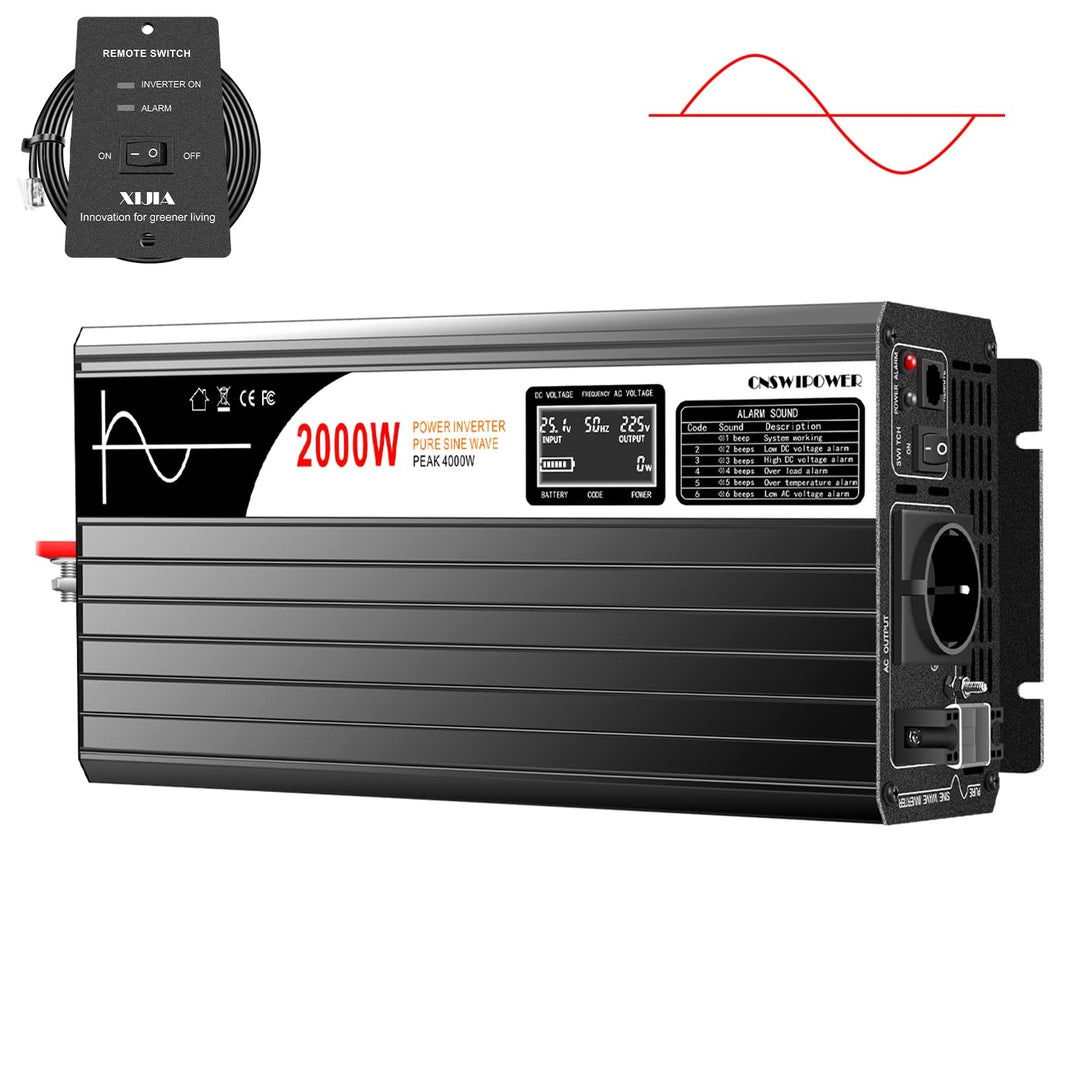 XIJIA LCD-display xijia Wechselrichter 24V reine Sinuswelle zu AC 230V 50Hz LCD-Anzeige Solarenergie