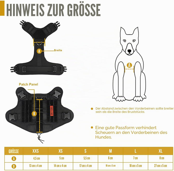 OneTigris Taktische Hundeweste Service Hundegeschirr MOLLE Hundeausbildung Geschirr 1000D Nylon (L,