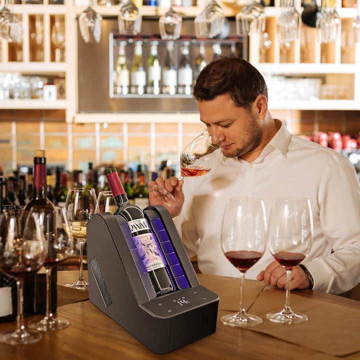 Elektrischer Weinkühler für Tisch & Bar – Präzisionskühlung ohne Eis – 24h Dauerbetrieb für Wein & C
