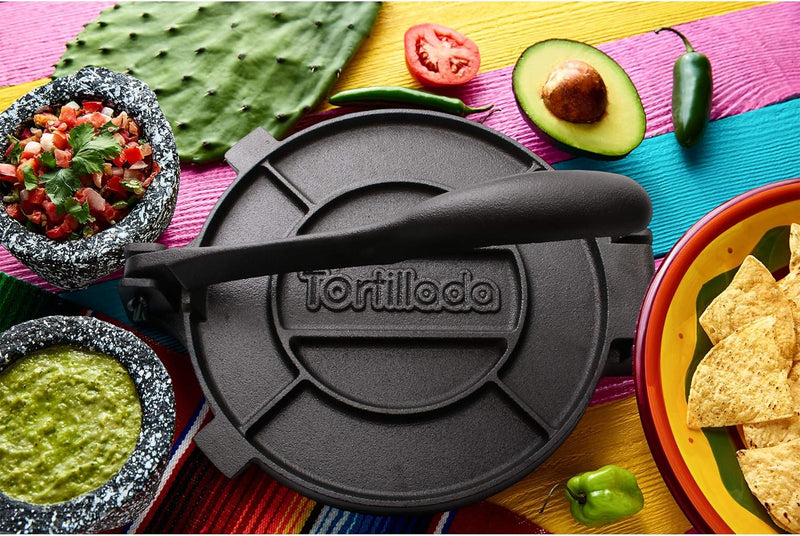 Tortillada - Tortilla Presse / Quesadilla, Roti Maker aus Gusseisen mit Rezepten (25cm) inkl. E-Book