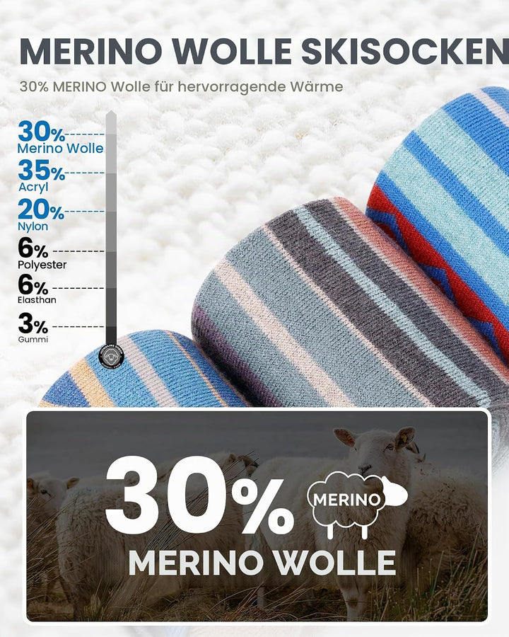 OutdoorMaster Ski Socken, Merino Wool Ski Socken für Herren &amp; Damen, Thermal Winter Warme Snowboard