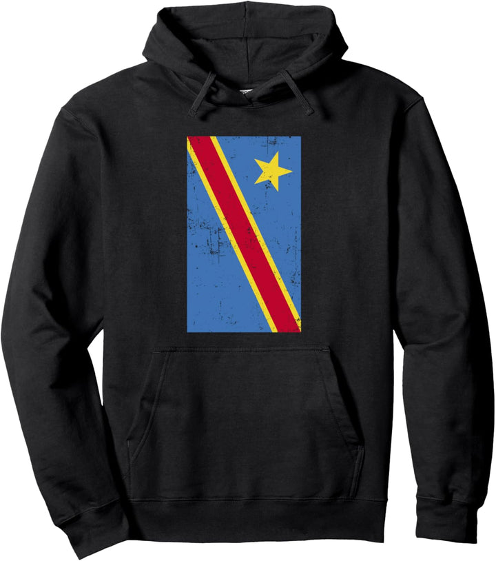 Democratic Republic of the Congo Africa Distressed Flag Pullover Hoodie