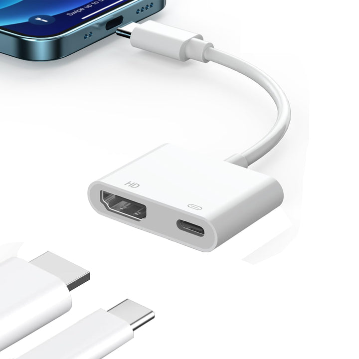 USB C to 4K 60Hz HD.MI Adapter für iPhone 15 zu HDTV, 2 in 1 Typ C Digital AV adapt Sync Bildschirm