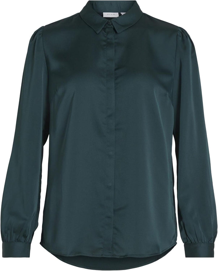 Vila Damen Viellette Satin L/S Shirt-Noos Langarmbluse 34 Ponderosa Pine, 34 Ponderosa Pine