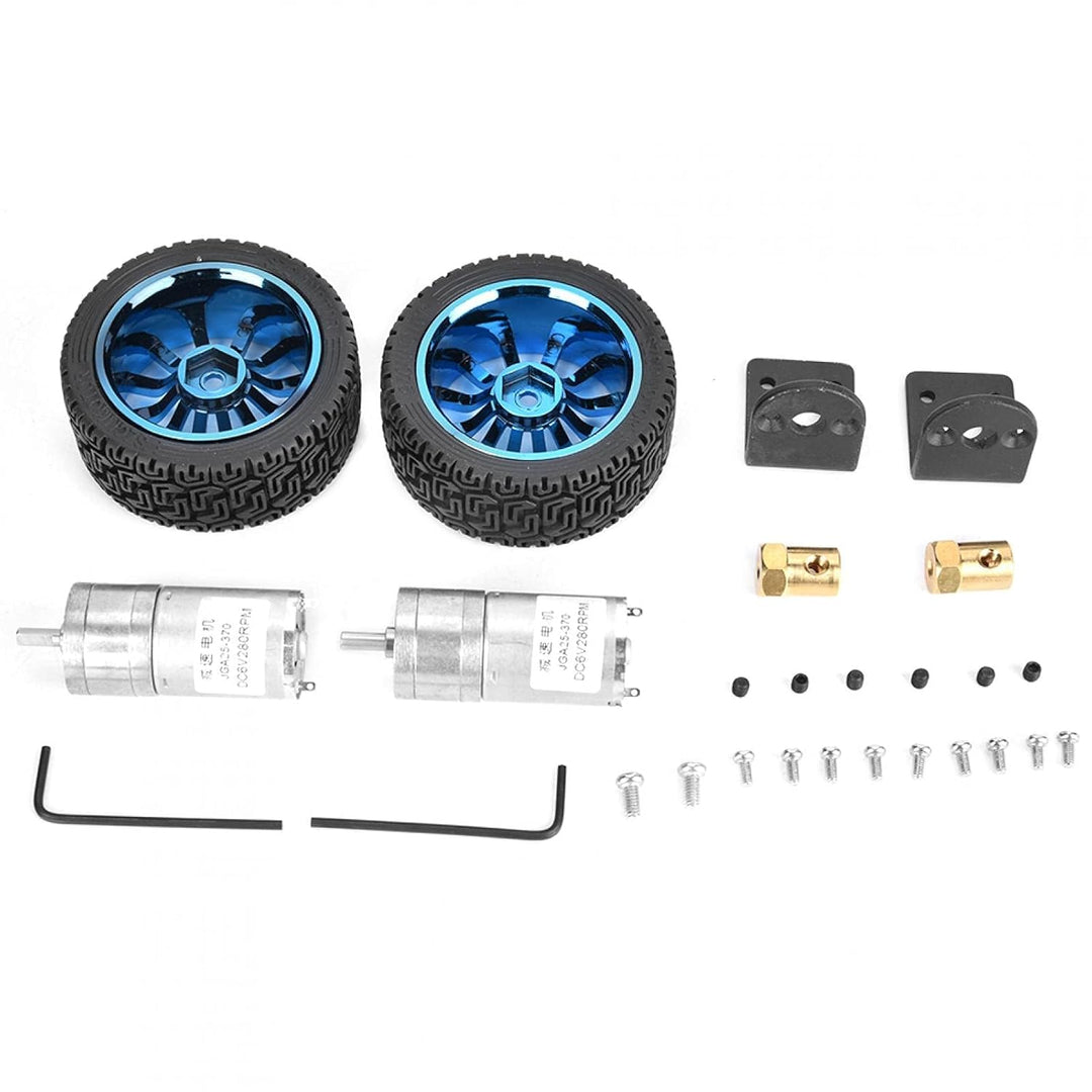 2pcs DC 6V 280RPM 25GA370 DC-Untersetzungsmotor,DIY Encoder Getriebemotor,Getriebemotor mit Rad-Kits
