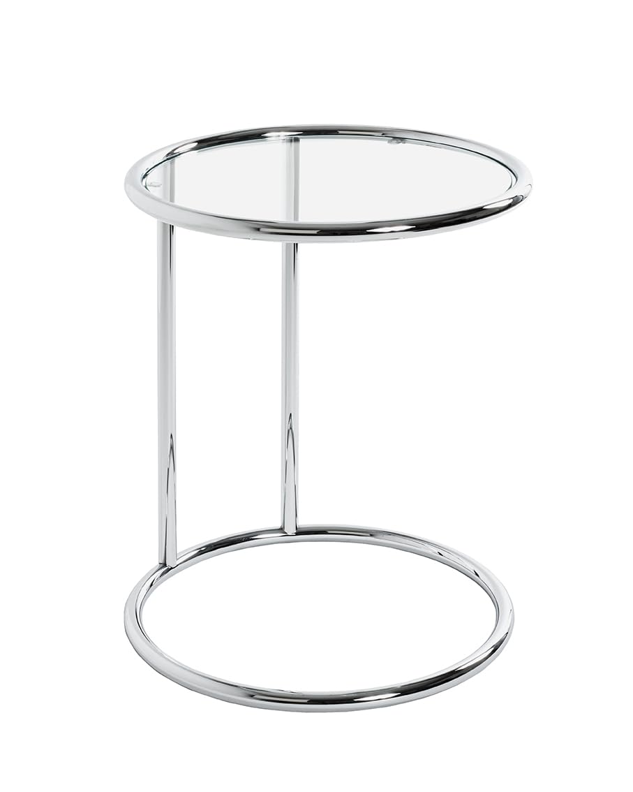 HAKU Beistelltisch Chrom, Metall, Sicherheitsglas - Masse: H 55 x Ø 45 cm, Style: Modern H 55 cm x Ø