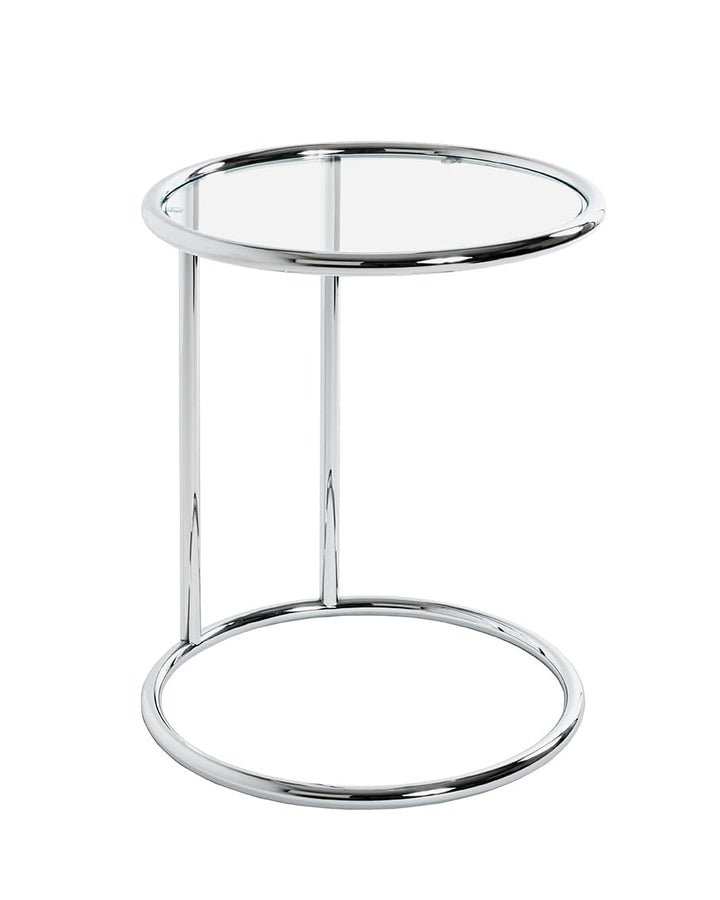 HAKU Beistelltisch Chrom, Metall, Sicherheitsglas - Masse: H 55 x Ø 45 cm, Style: Modern H 55 cm x Ø